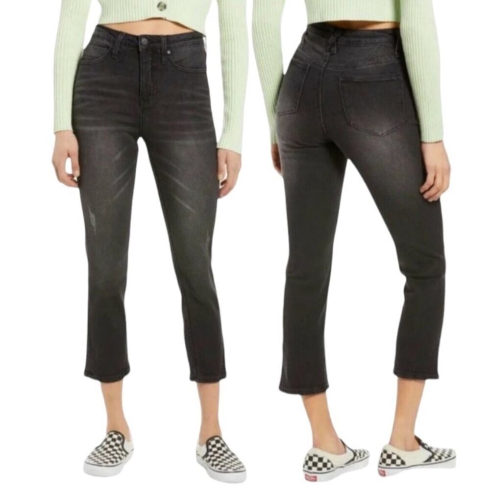 BP NWT Black Wash High Rise Straight Leg Cropped Jeans Plus Size 16 Casual